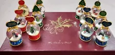 Vintage 12 pc. Danbury Mint BOSTON TERRIER Christmas Tree Ornaments SNOW GLOBES