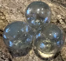 3 Blown Bubble-Glass Fishing Net Glass Balls Floats Buoys Maritime Nautical