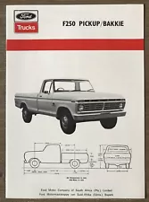 1975 Ford F250 Pickup / Bakkie original South African sales brochure