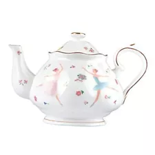 New Listing Floral Fine Bone China Teapot British Tea Pot, Gift for Ballet Dancer