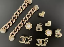 10pcs Golden Chanel5 Shoe Charms Crystal Diamond Luxury Shoe Accessories