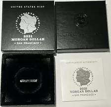 NO COIN 2021 S $1 SILVER MORGAN BOX & COA NO CAPSULE US MINT SAN FRANCISCO