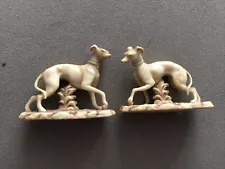 Pair Porcelain Greyhounds Whippets Dogs 3x2 Inch Approx Vintage Good Detail