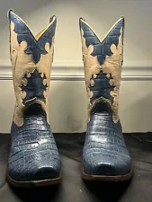 Custom Built One Of A Kind Blue American Alligator And Kangaroo Boots 12D