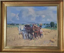 Oil painting. Johannes Meyer Andersen(1918-2005):”The harvest”