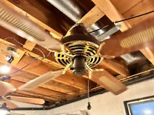 New ListingMontgomery Wards Evergo Union Banana Ceiling Fan. 52in, Brown And Brass.