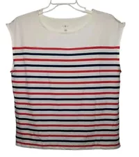 Lou & Grey Striped Jersey Shirt Medium NWT Cream Red Blue