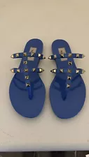 Valentino Rockstud Studded PVC Caged Strap Thong Flat Resort Sandals Shoes $490