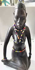 12" African Tribal Wood Carved Woman from Kenya, Decorative Art, Statue