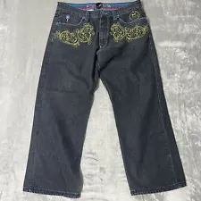 Vintage Coogi Jeans Mens 40x34 Black Embroidered Denim Baggy Loose Y2K *38x31