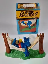 Smurfs Super Smurf Hammock Sleeping Smurf Figure Vintage Peyo Schleich 6734