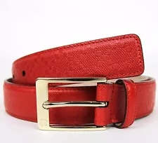 NEW Authentic GUCCI Mens Diamante Leather Belt with Square Buckle 345658