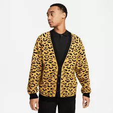 NIKE Sportswear Cardigan Sweater DV9904-725 Leopard Print Men’s Size Medium NWT