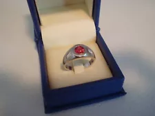 Mens Unisex RED Ruby Diamond Ring 18k White Gold GIA Cert Beautiful