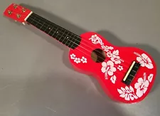 Red Flower Ukulele. Soprano Sized.