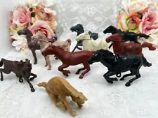 Vintage Toy Horses Lot of 10 Miniature Toy Horses Various Makers Bergen