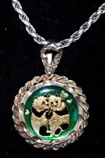 .999 Silver 1/10 Ounce PANDA COIN Pendant /Necklace HEAVY BRAID Sterling CHAIN