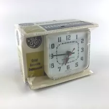 NEW Vintage GE Electronic Alarm Clock Antique White 7223 Room Mate Old Stock