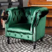 Aries Chesterfield Button-Tufted Scrolled Club Chair with Nailhead Trim