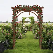 7FT Wooden Garden Arbor Garden Bridal Party Decoration Arch Garden Trellis Hy