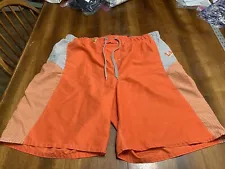 Land Shark Premium Lager Co Men's X-Large Swim Trunks Orange & Gray Board Shorts