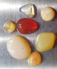 Mexican Fire Opal, lot of 7, Cherry, Contra Luz, Rubs, Variety, 10.3TCW, Natural