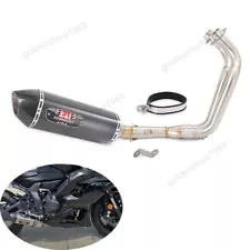 For Yamaha MT-07 FZ07 XSR700 YZF R7 Full Exhaust System Front Pipe 420mm Muffler (For: 2018 Yamaha XSR700)