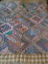 Early Vintage Quilt Hand Stitched Amish Country Sale Find! 64x76 SEE DESCRIPTION