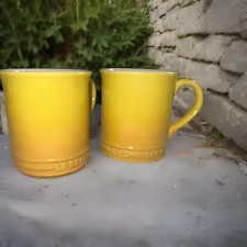 VTG . Le Creuset Espresso Mugs Cups Nectar Mustard Coffee (2) Labor Day Sale!!!!