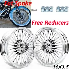 16X3.5 Fat Spoke Wheels Rim Set for Harley Heritage Softail Classic FLSTC Chrome