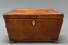 Fine Mid/Late 1800s English Wooden Tea Caddy Chest Ring Handles