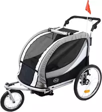 Clevrplus Deluxe 3-In-1 Double 2 Seat Bicycle Bike Trailer Jogger Stroller for K