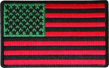 American Flag with African Colors Iron on Patch - 3.2x2 inch - P6763