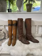 Antique Flack & Smith Horse Riding/WW1 Officer Military Boots With Wooden Trees