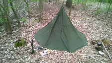 HALF Tent Teepee Lavvu Poncho 1pcs, Polish Army_Olive Canvas_NEW_EXC-/VGC_SIZE 3