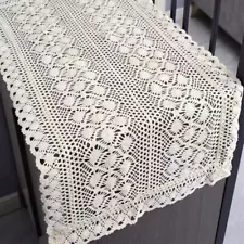 Vintage Hand Crochet Lace Table Runner Doily Dresser Scarf Wedding Home Decor