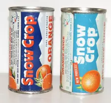 LOT of 2 SNOW CROP ORANGE JUICE STEEL CAN CONCENTRATE 6 OUNCE Polar Bear