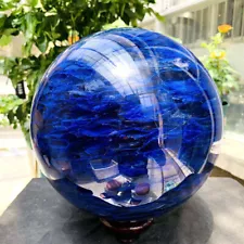 13760G Blue Smelting Stone Quartz Sphere Crystal Energy Ball Reiki Healing