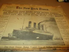 The New York Times Titanic Sinking April 16th 1912