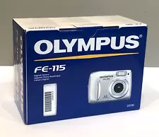 NIB Olympus FE-115 Silver 5MP, 11X Digital Camera Complete w/Cords, Manual, Box