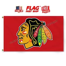 Chicago Blackhawks 3x5 ft Flag Banner NHL w Grommets FREE Shipping Man Cave New