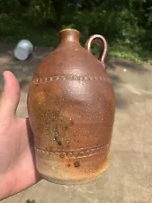 Salt Glazed Jug Pottery Stamped One Quart with a Bird Logo Old Unique