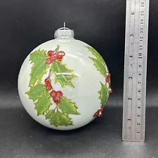 NEW Raz Imports 6” Ball Holly Ornament NEW With Tag