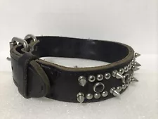 Preowned Spiked Studded Leather Dog Collar 1.75”w 27”