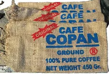 Set of 3 Cafe Copan Coffee Burlap Bag Sack Product of Honduras 12” x 6”