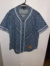 AUTH LOUIS VUITTON LV Jacquard Denim Baseball Jersey Supreme collaboration 0117