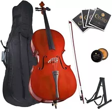 Cecilio Cello - Musical Instrument For Kids & Adults w/Bow, Stand, Bag - Natural