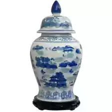 18 in. Porcelain Decorative Vase in Blue