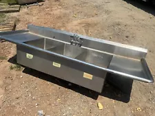 Commercial 3 Compartment Kitchen 101" x 38" Stainless Steel Sink Broke Legs NSF