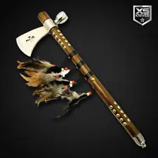 19" Native American TOMAHAWK Hatchet AXE Collectible w/ Functional PEACE PIPE